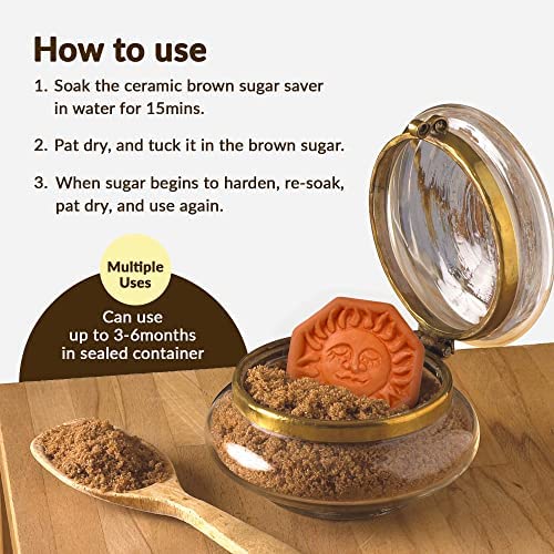 Terra Cotta Brown Sugar Saver, Food-Safe Sugar Preserver for Long-Term Use, Brown  Sugar Softener for Cookies, Dried Fruits, & Marshmallows, Sun Design – JBK  Pottery –